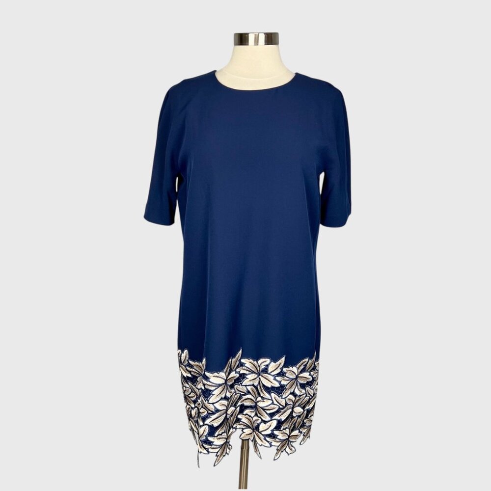 Belle Badgley Mischka Womens Larissa Shift Dress Blue Short Sleeves size 10
